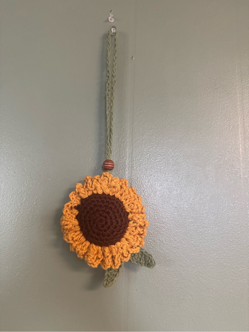 Crocheted Sunflower Hanging Decoration - Yellow & Brown